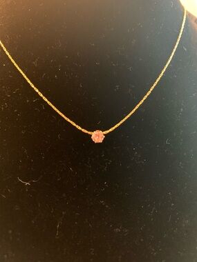 Delicate Gold filled Chain Necklace with Pink CZ Pendant